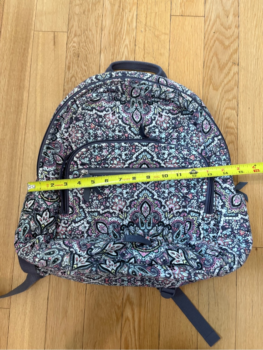 Vera Bradley Campus Backpack Bonbon Medallion Pattern Grey Pink Quilted Travel - Picture 7 of 15